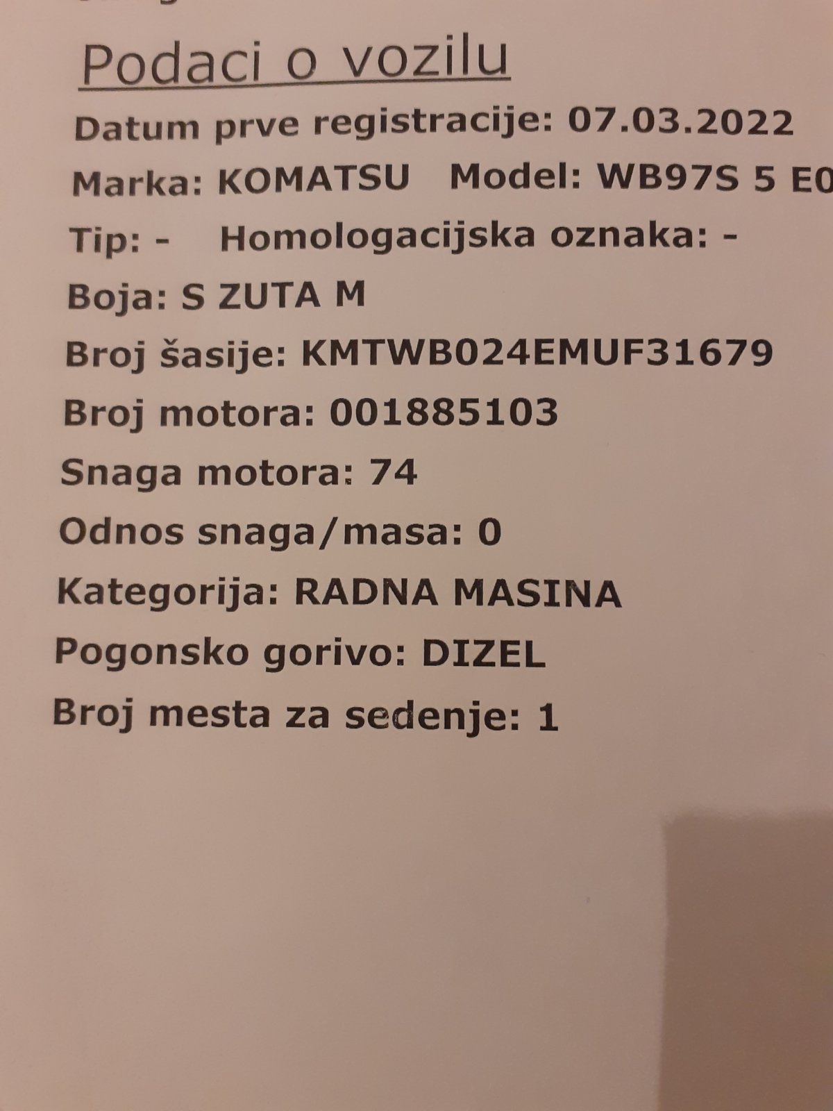 Na prodaju kombinirka KOMATSU